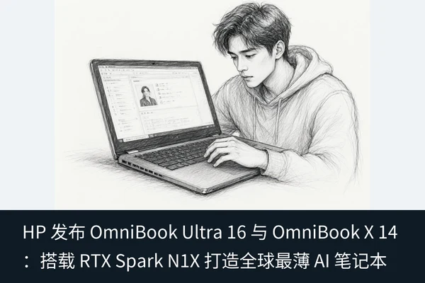 HP 发布 OmniBook Ultra 16 与 OmniBook X 14:搭载 RTX Spark N1X 打造全球最薄 AI 笔记本(1)