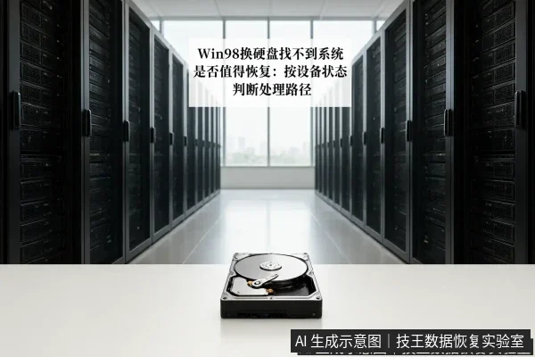 正文场景：文章内容场景示意图：Win98换硬盘找不到系统是否值得恢复：按设备状态判断处理路径