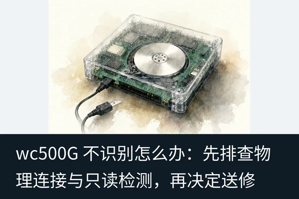 wc500G 不识别怎么办:先排查物理连接与只读检测,再决定送修(1)