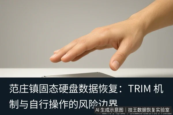 文章内容场景示意图：范庄镇固态硬盘数据恢复：TRIM 机制与自行操作的风险边界