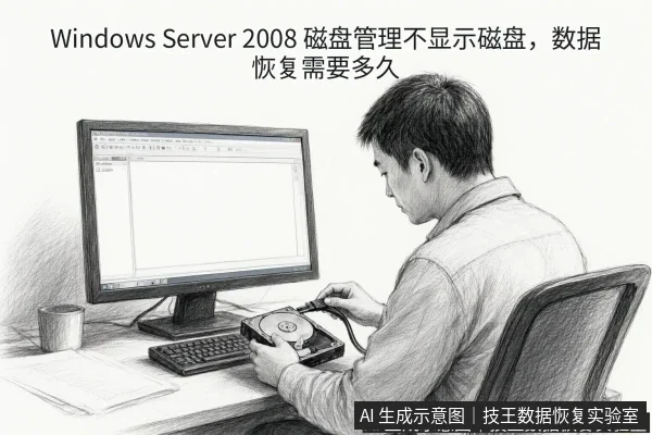 文章内容场景示意图:Windows Server 2008 磁盘管理不显示磁盘,数据恢复需要多久