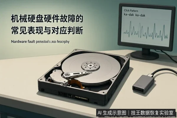 文章内容场景示意图：机械硬盘硬件故障的常见表现与对应判断