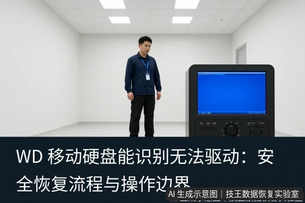 正文场景:文章内容场景示意图:WD 移动硬盘能识别无法驱动:安全恢复流程与操作边界