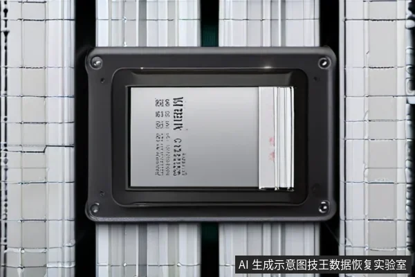 黑色外壳的固态硬盘居中特写,正面标签印有品牌标识与参数文字,背景为灰白色电路板状纹理。