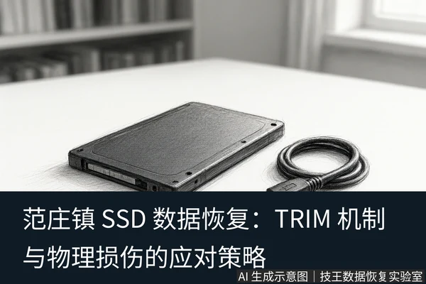 文章内容场景示意图:范庄镇 SSD 数据恢复:TRIM 机制与物理损伤的应对策略
