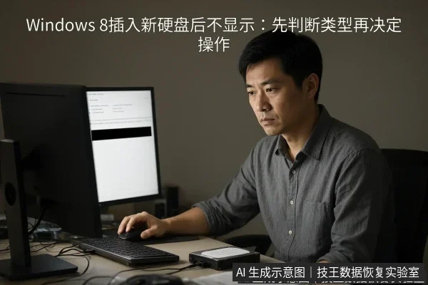 文章内容场景示意图:Windows 8插入新硬盘后不显示:先判断类型再决定操作