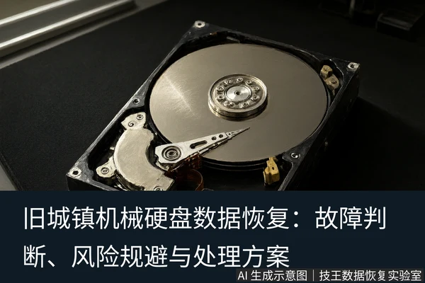 文章内容场景示意图:旧城镇机械硬盘数据恢复:故障判断、风险规避与处理方案