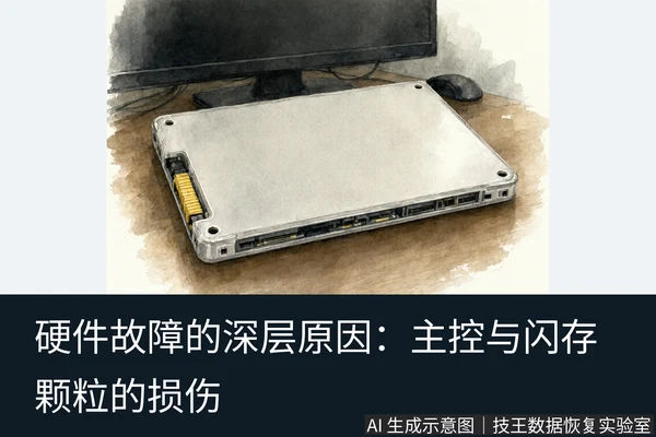 文章内容场景示意图：硬件故障的深层原因：主控与闪存颗粒的损伤