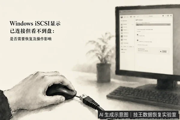 正文场景：文章内容场景示意图：Windows iSCSI显示已连接但看不到盘：是否需要恢复及操作影响