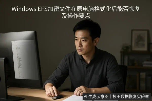 文章内容场景示意图:Windows EFS加密文件在原电脑格式化后能否恢复及操作要点