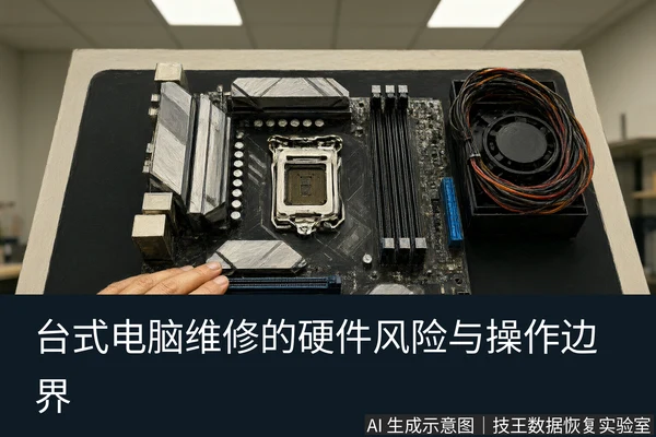 文章内容场景示意图:台式电脑维修的硬件风险与操作边界