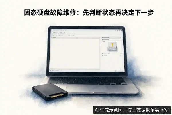 文章内容场景示意图:固态硬盘故障维修:先判断状态再决定下一步