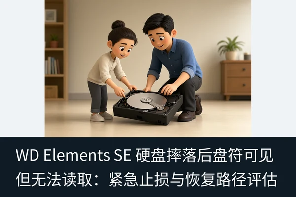 WD Elements SE 硬盘摔落后盘符可见但无法读取:紧急止损与恢复路径评估(2)
