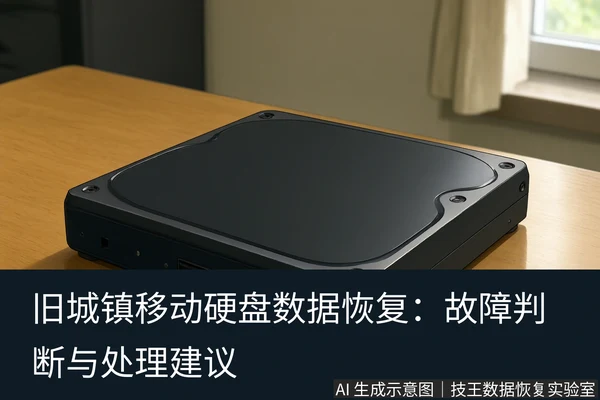 文章内容场景示意图:旧城镇移动硬盘数据恢复:故障判断与处理建议