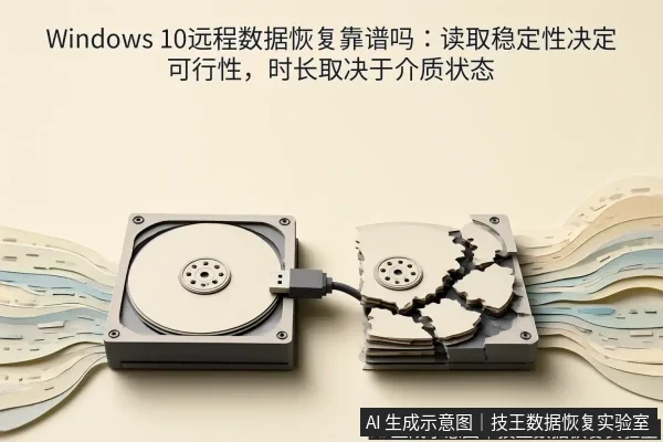 文章内容场景示意图：Windows 10远程数据恢复靠谱吗：读取稳定性决定可行性，时长取决于介质状态