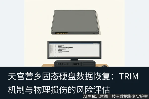 文章内容场景示意图：天宫营乡固态硬盘数据恢复：TRIM 机制与物理损伤的风险评估