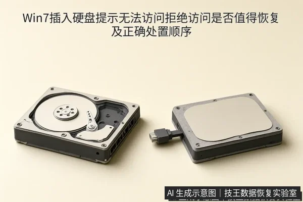 正文场景：文章内容场景示意图：Win7插入硬盘提示无法访问拒绝访问是否值得恢复及正确处置顺序