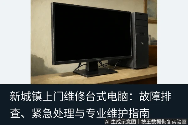文章内容场景示意图：新城镇上门维修台式电脑：故障排查、紧急处理与专业维护指南