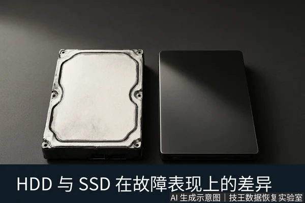 文章内容场景示意图:HDD 与 SSD 在故障表现上的差异