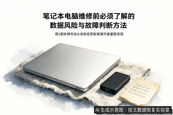 文章内容场景示意图：笔记本电脑维修前必须了解的数据风险与故障判断方法