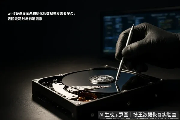 文章内容场景示意图：win7硬盘显示未初始化后数据恢复需要多久：各阶段耗时与影响因素
