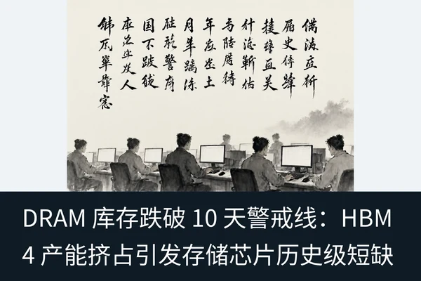DRAM 库存跌破 10 天警戒线:HBM4 产能挤占引发存储芯片历史级短缺(2)