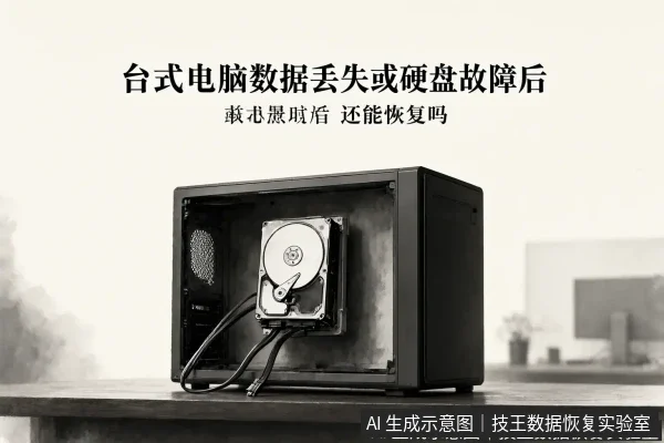 文章内容场景示意图：台式电脑数据丢失或硬盘故障后还能恢复吗