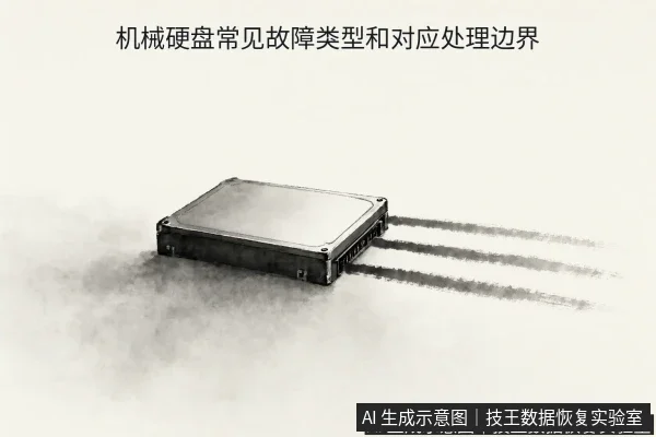 文章内容场景示意图:机械硬盘常见故障类型和对应处理边界