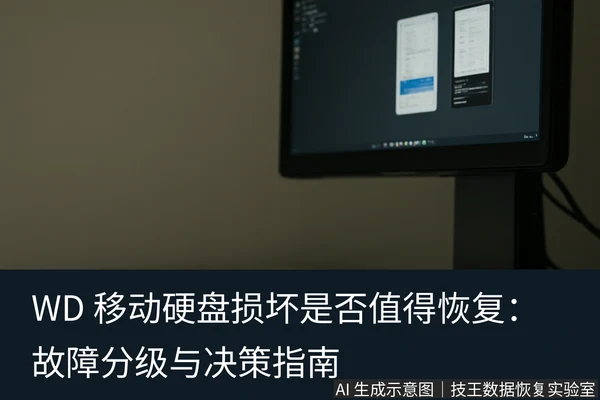 文章内容场景示意图:WD 移动硬盘损坏是否值得恢复:故障分级与决策指南:正文场景