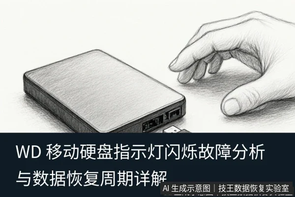 正文场景:文章内容场景示意图:WD 移动硬盘指示灯闪烁故障分析与数据恢复周期详解