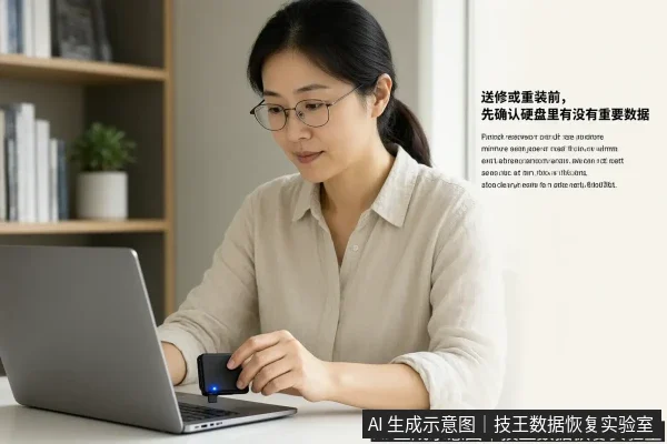 文章内容场景示意图:送修或重装前,先确认硬盘里有没有重要数据