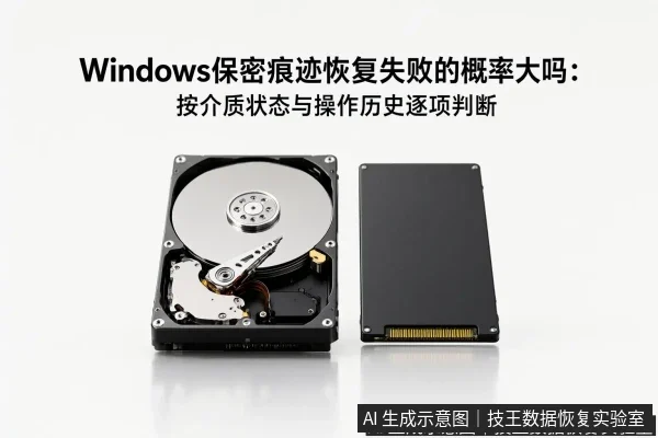 文章内容场景示意图:Windows保密痕迹恢复失败的概率大吗:按介质状态与操作历史逐项判断