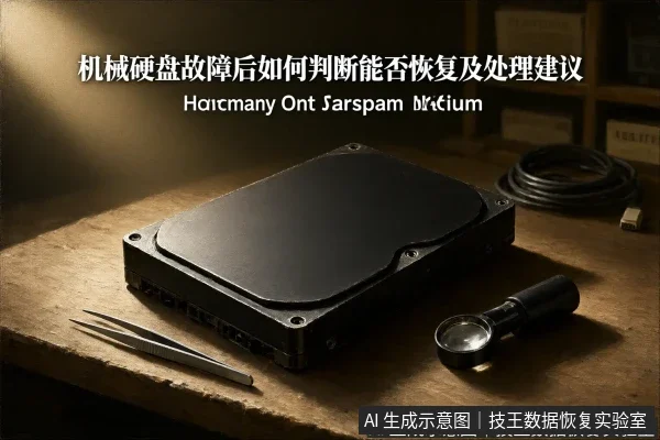 文章内容场景示意图:机械硬盘故障后如何判断能否恢复及处理建议