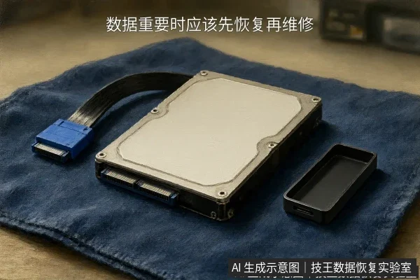 文章内容场景示意图:数据重要时应该先恢复再维修