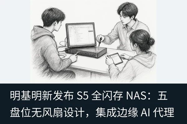 明基明新发布 S5 全闪存 NAS:五盘位无风扇设计,集成边缘 AI 代理(2)