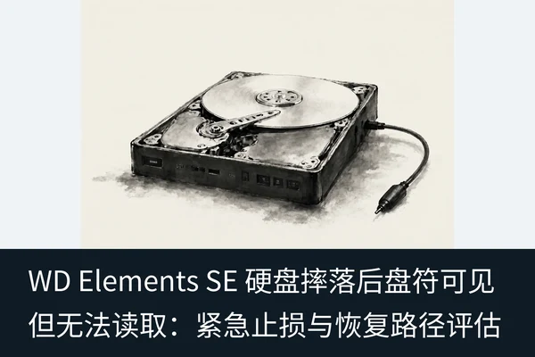 WD Elements SE 硬盘摔落后盘符可见但无法读取:紧急止损与恢复路径评估(1)