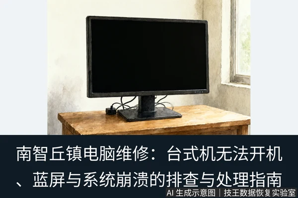 文章内容场景示意图:南智丘镇电脑维修:台式机无法开机、蓝屏与系统崩溃的排查与处理指南
