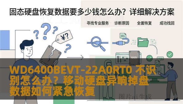 WD6400BEVT-22A0RT0 不识别怎么办？移动硬盘异响掉盘数据如何紧急恢复