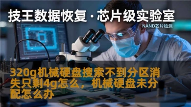 320g机械硬盘搜索不到分区消失只剩4g怎么，机械硬盘未分配怎么办